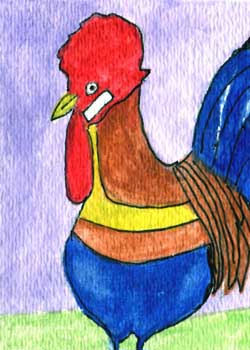 Rooster Shirley Diedrich Fitchburg WI watercolor